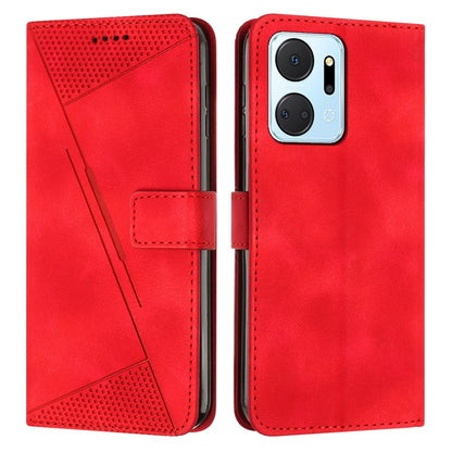 Honor X7a Dream Triangle Leather Wallet Phone Case with Lanyard, Card Slot, Cash Compartment, Foldable Kickstand, Shockproof PU TPU Protective Cover
