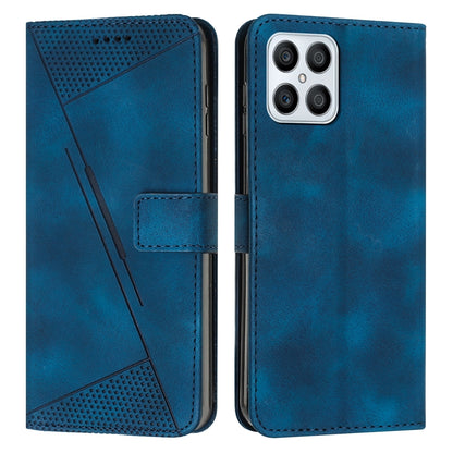 Honor X8 4G Dream Triangle Leather Wallet Phone Case with Lanyard, Card Slot, Cash Compartment, Foldable Kickstand, Shockproof PU TPU Protective Cover