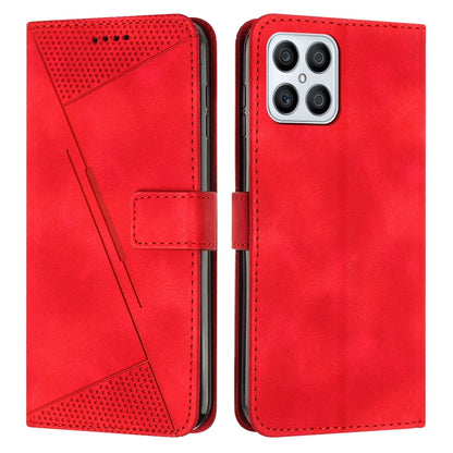 Honor X8 4G Dream Triangle Leather Wallet Phone Case with Lanyard, Card Slot, Cash Compartment, Foldable Kickstand, Shockproof PU TPU Protective Cover