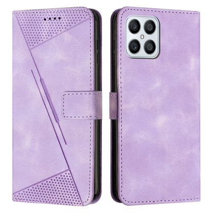 Honor X8 4G Dream Triangle Leather Wallet Phone Case with Lanyard, Card Slot, Cash Compartment, Foldable Kickstand, Shockproof PU TPU Protective Cover