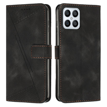 Honor X8 4G Dream Triangle Leather Wallet Phone Case with Lanyard, Card Slot, Cash Compartment, Foldable Kickstand, Shockproof PU TPU Protective Cover