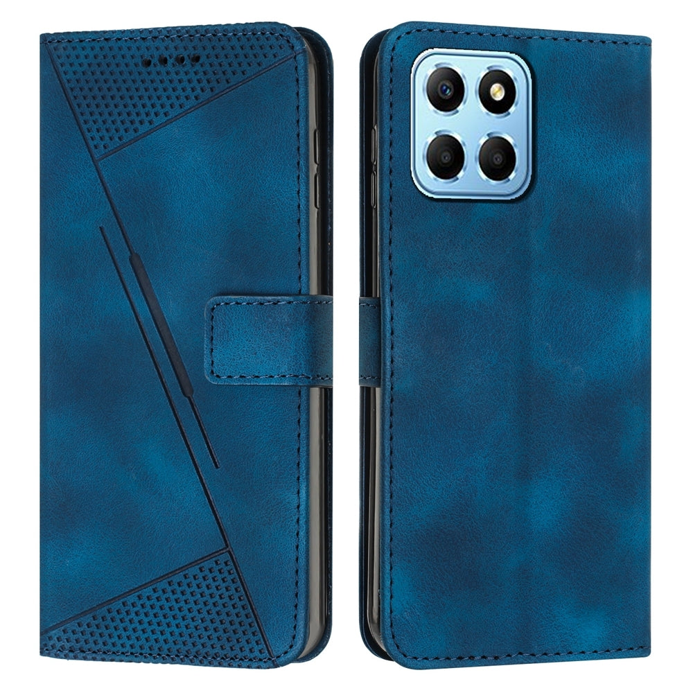 Honor X8 5G Dream Triangle Leather Wallet Phone Case with Lanyard, Card Slot, Cash Compartment, Foldable Kickstand, Shockproof PU TPU Protective Cover