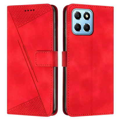 Honor X8 5G Dream Triangle Leather Wallet Phone Case with Lanyard, Card Slot, Cash Compartment, Foldable Kickstand, Shockproof PU TPU Protective Cover