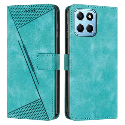 Honor X8 5G Dream Triangle Leather Wallet Phone Case with Lanyard, Card Slot, Cash Compartment, Foldable Kickstand, Shockproof PU TPU Protective Cover