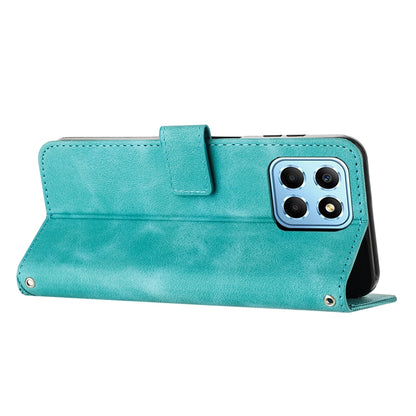 Honor X8 5G Dream Triangle Leather Wallet Phone Case with Lanyard, Card Slot, Cash Compartment, Foldable Kickstand, Shockproof PU TPU Protective Cover
