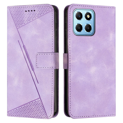 Honor X8 5G Dream Triangle Leather Wallet Phone Case with Lanyard, Card Slot, Cash Compartment, Foldable Kickstand, Shockproof PU TPU Protective Cover