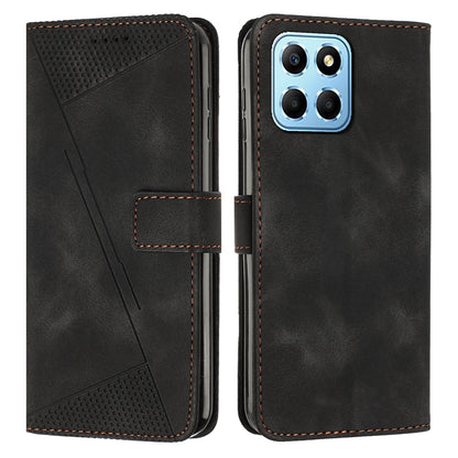 Honor X8 5G Dream Triangle Leather Wallet Phone Case with Lanyard, Card Slot, Cash Compartment, Foldable Kickstand, Shockproof PU TPU Protective Cover