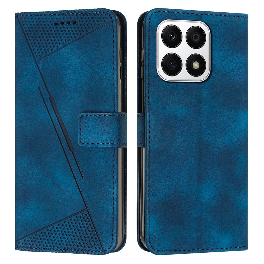 Honor X8a Dream Triangle Leather Wallet Phone Case with Lanyard, Card Slot, Cash Compartment, Foldable Kickstand, Shockproof PU TPU Protective Cover