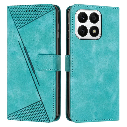 Honor X8a Dream Triangle Leather Wallet Phone Case with Lanyard, Card Slot, Cash Compartment, Foldable Kickstand, Shockproof PU TPU Protective Cover