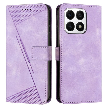Honor X8a Dream Triangle Leather Wallet Phone Case with Lanyard, Card Slot, Cash Compartment, Foldable Kickstand, Shockproof PU TPU Protective Cover