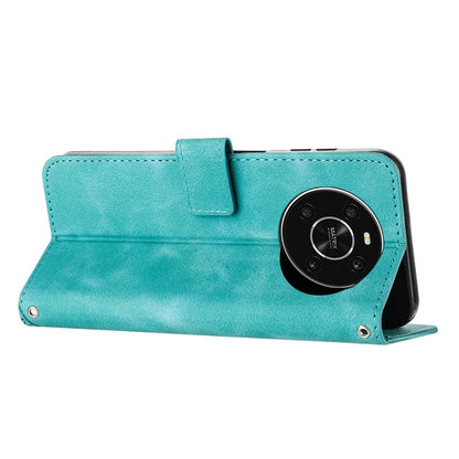 Honor X9 4G Dream Triangle Leather Wallet Phone Case with Lanyard, Card Slot, Cash Compartment, Foldable Kickstand, Shockproof PU TPU Protective Cover