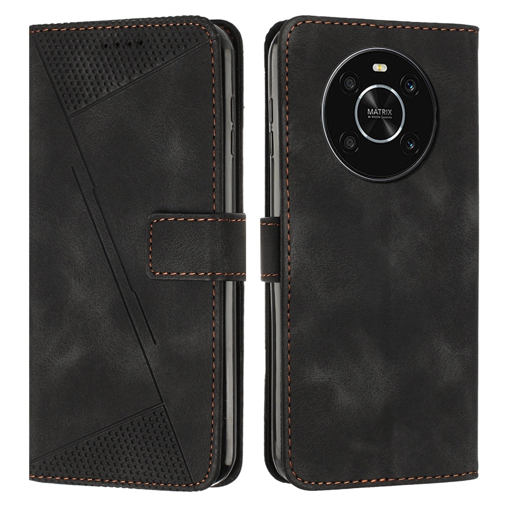 Honor X9 4G Dream Triangle Leather Wallet Phone Case with Lanyard, Card Slot, Cash Compartment, Foldable Kickstand, Shockproof PU TPU Protective Cover