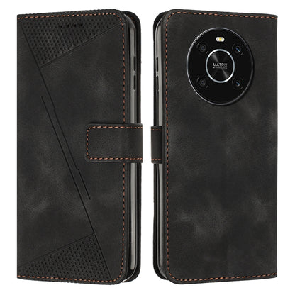 Honor X9 4G Dream Triangle Leather Wallet Phone Case with Lanyard, Card Slot, Cash Compartment, Foldable Kickstand, Shockproof PU TPU Protective Cover