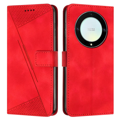 Honor X9a Dream Triangle Leather Wallet Phone Case with Lanyard, Card Slot, Cash Compartment, Foldable Kickstand, Shockproof PU TPU Protective Cover