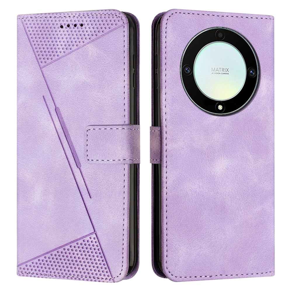 Honor X9a Dream Triangle Leather Wallet Phone Case with Lanyard, Card Slot, Cash Compartment, Foldable Kickstand, Shockproof PU TPU Protective Cover