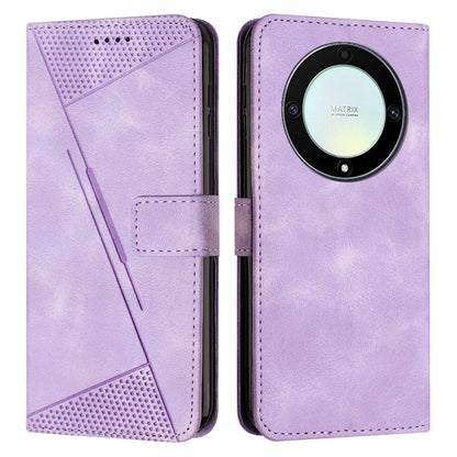 Honor X9a Dream Triangle Leather Wallet Phone Case with Lanyard, Card Slot, Cash Compartment, Foldable Kickstand, Shockproof PU TPU Protective Cover