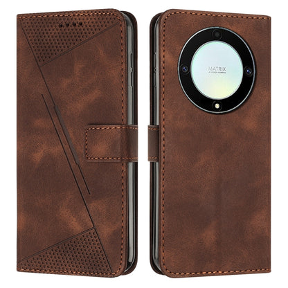 Honor X9a Dream Triangle Leather Wallet Phone Case with Lanyard, Card Slot, Cash Compartment, Foldable Kickstand, Shockproof PU TPU Protective Cover
