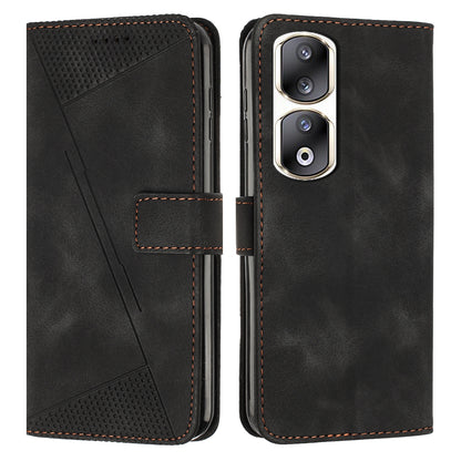 Honor 90 Pro Dream Triangle Leather Wallet Phone Case with Lanyard, Card Slot, Cash Compartment, Foldable Kickstand, Shockproof PU TPU Protective Cover