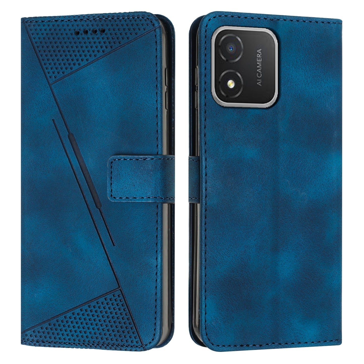 Honor X5 Dream Triangle Leather Wallet Phone Case with Lanyard, Card Slot, Cash Compartment, Foldable Kickstand, Shockproof PU TPU Protective Cover