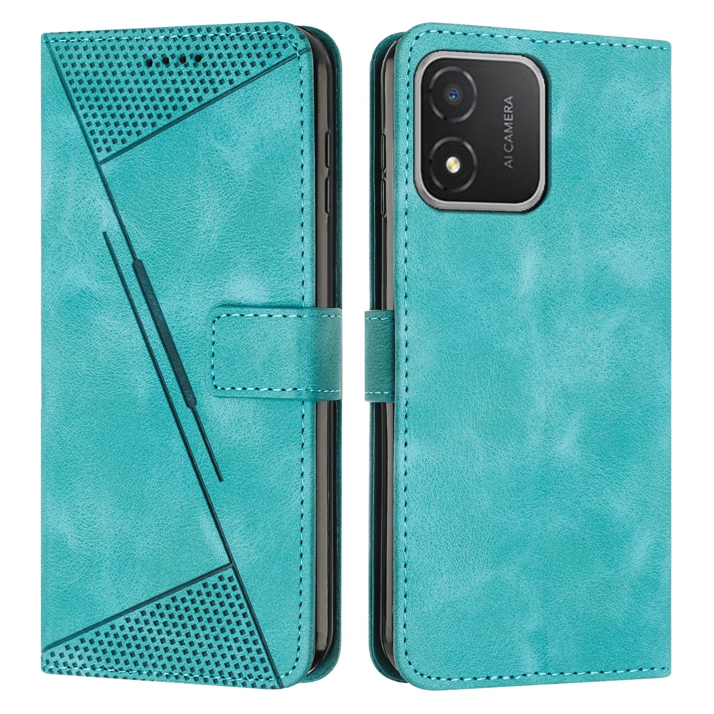 Honor X5 Dream Triangle Leather Wallet Phone Case with Lanyard, Card Slot, Cash Compartment, Foldable Kickstand, Shockproof PU TPU Protective Cover