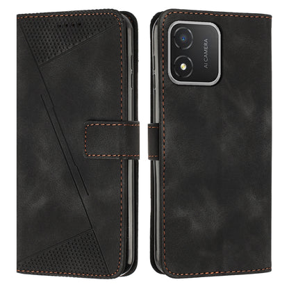 Honor X5 Dream Triangle Leather Wallet Phone Case with Lanyard, Card Slot, Cash Compartment, Foldable Kickstand, Shockproof PU TPU Protective Cover
