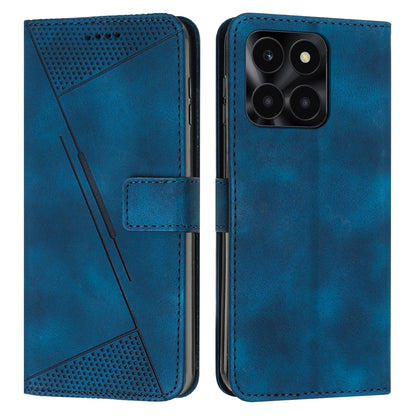 Honor X6a Dream Triangle Leather Wallet Phone Case with Lanyard, Card Slot, Cash Compartment, Foldable Kickstand, Shockproof PU TPU Protective Cover