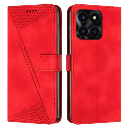 Honor X6a Dream Triangle Leather Wallet Phone Case with Lanyard, Card Slot, Cash Compartment, Foldable Kickstand, Shockproof PU TPU Protective Cover