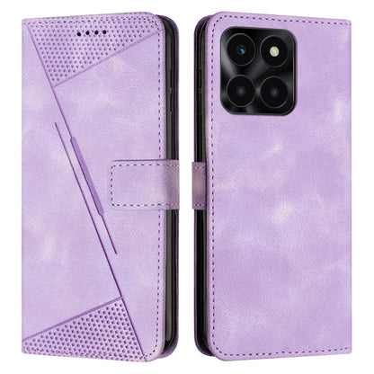 Honor X6a Dream Triangle Leather Wallet Phone Case with Lanyard, Card Slot, Cash Compartment, Foldable Kickstand, Shockproof PU TPU Protective Cover