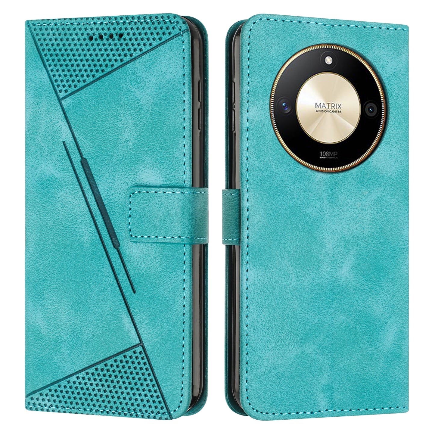 Honor X50 Dream Triangle Leather Wallet Phone Case with Lanyard, Card Slot, Cash Compartment, Foldable Kickstand, Shockproof PU TPU Protective Cover