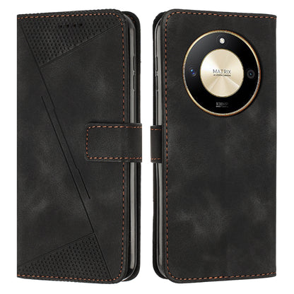 Honor X50 Dream Triangle Leather Wallet Phone Case with Lanyard, Card Slot, Cash Compartment, Foldable Kickstand, Shockproof PU TPU Protective Cover