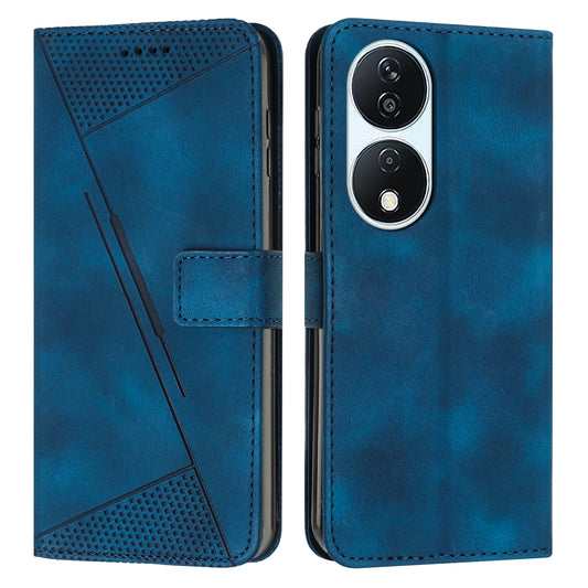 Honor X7b Dream Triangle Leather Wallet Phone Case with Lanyard, Card Slot, Cash Compartment, Foldable Kickstand, Shockproof PU TPU Protective Cover