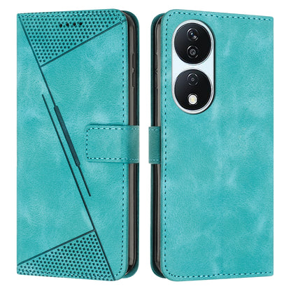 Honor X7b Dream Triangle Leather Wallet Phone Case with Lanyard, Card Slot, Cash Compartment, Foldable Kickstand, Shockproof PU TPU Protective Cover