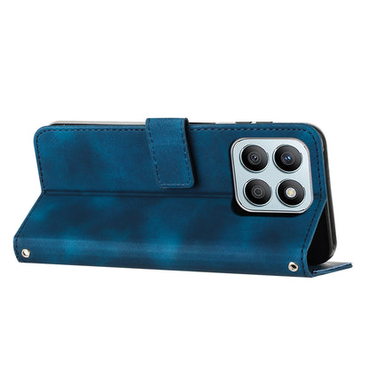 Honor X8b Dream Triangle Leather Wallet Phone Case with Lanyard, Card Slot, Cash Compartment, Foldable Kickstand, Shockproof PU TPU Protective Cover
