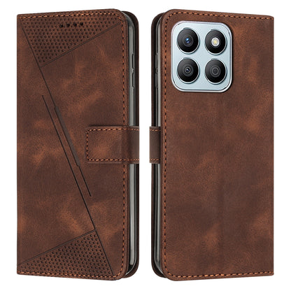 Honor X8b Dream Triangle Leather Wallet Phone Case with Lanyard, Card Slot, Cash Compartment, Foldable Kickstand, Shockproof PU TPU Protective Cover