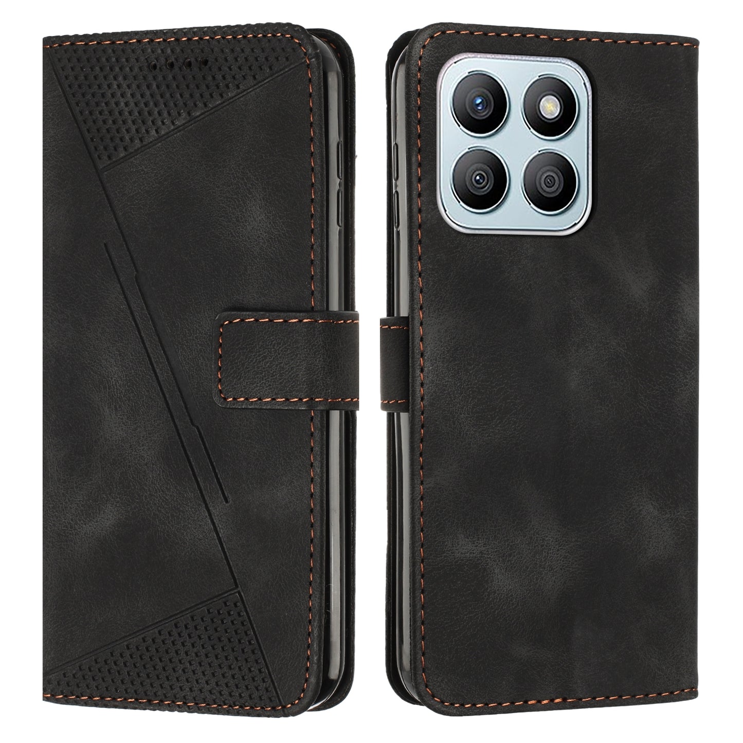 Honor X8b Dream Triangle Leather Wallet Phone Case with Lanyard, Card Slot, Cash Compartment, Foldable Kickstand, Shockproof PU TPU Protective Cover