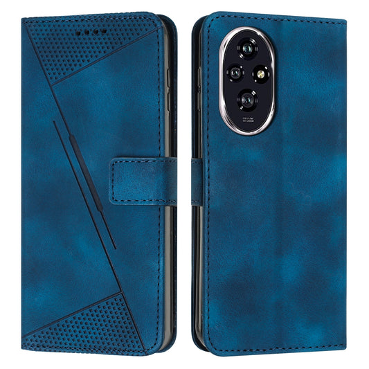 Honor 200 Pro Dream Triangle Leather Wallet Phone Case with Lanyard, Card Slot, Cash Compartment, Foldable Kickstand, Shockproof PU TPU Protective Cover