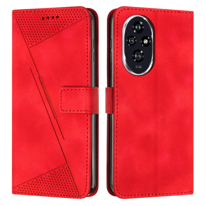 Honor 200 Pro Dream Triangle Leather Wallet Phone Case with Lanyard, Card Slot, Cash Compartment, Foldable Kickstand, Shockproof PU TPU Protective Cover