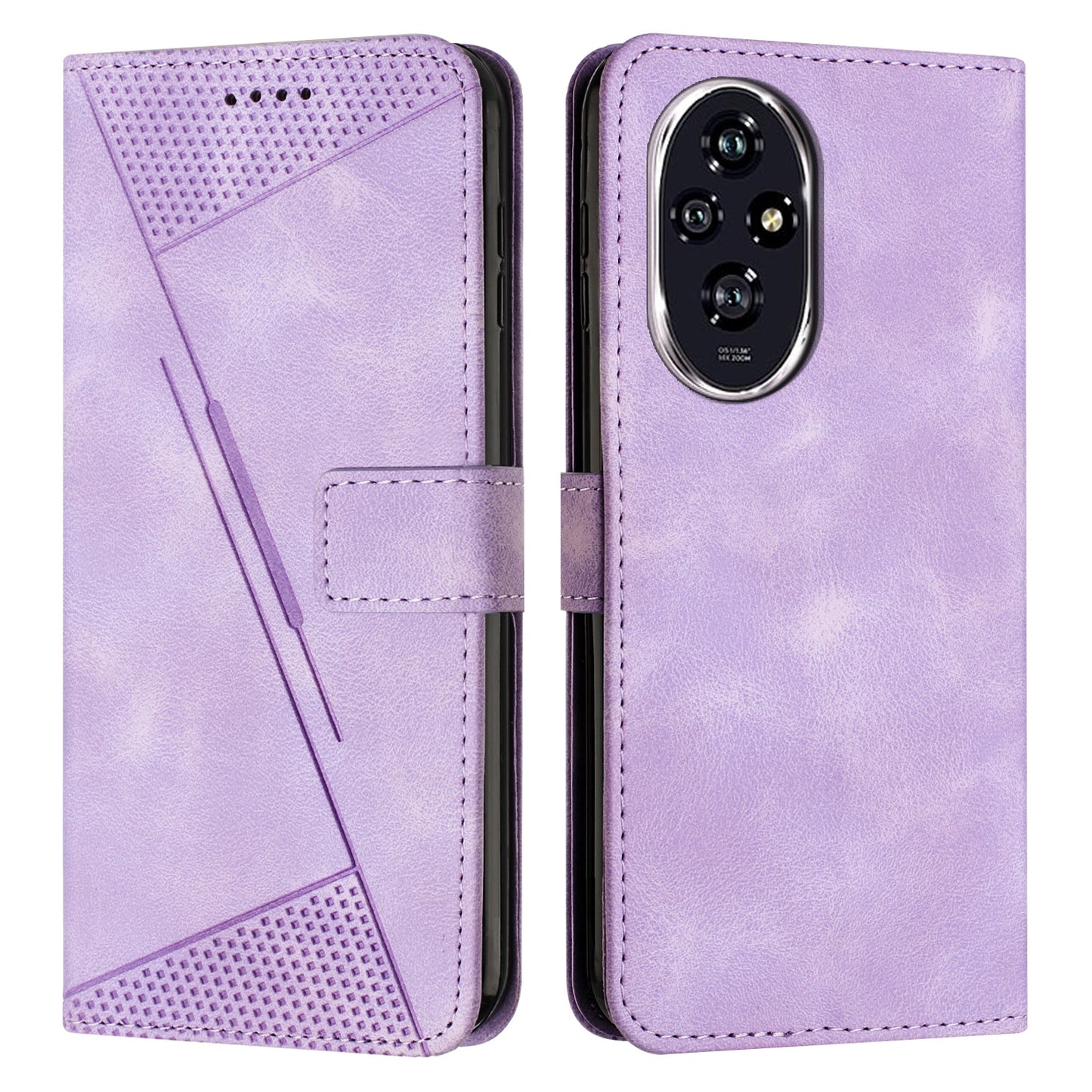 Honor 200 Pro Dream Triangle Leather Wallet Phone Case with Lanyard, Card Slot, Cash Compartment, Foldable Kickstand, Shockproof PU TPU Protective Cover