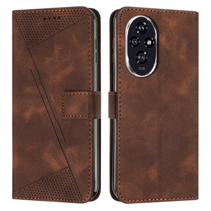 Honor 200 Pro Dream Triangle Leather Wallet Phone Case with Lanyard, Card Slot, Cash Compartment, Foldable Kickstand, Shockproof PU TPU Protective Cover