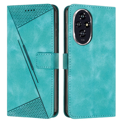 Honor 200 Dream Triangle Leather Wallet Phone Case with Lanyard, Card Slot, Cash Compartment, Foldable Kickstand, Shockproof PU TPU Protective Cover