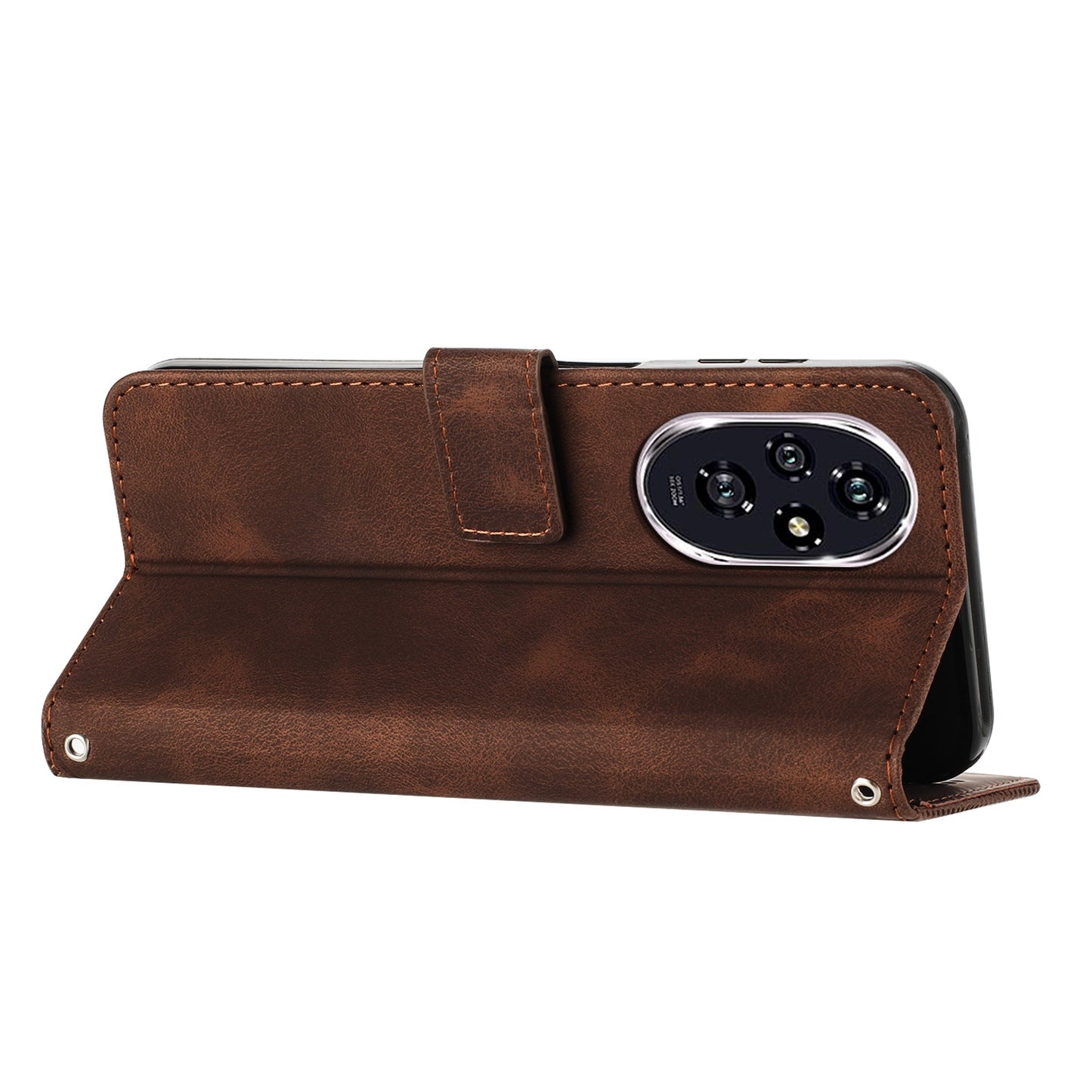 Honor 200 Dream Triangle Leather Wallet Phone Case with Lanyard, Card Slot, Cash Compartment, Foldable Kickstand, Shockproof PU TPU Protective Cover