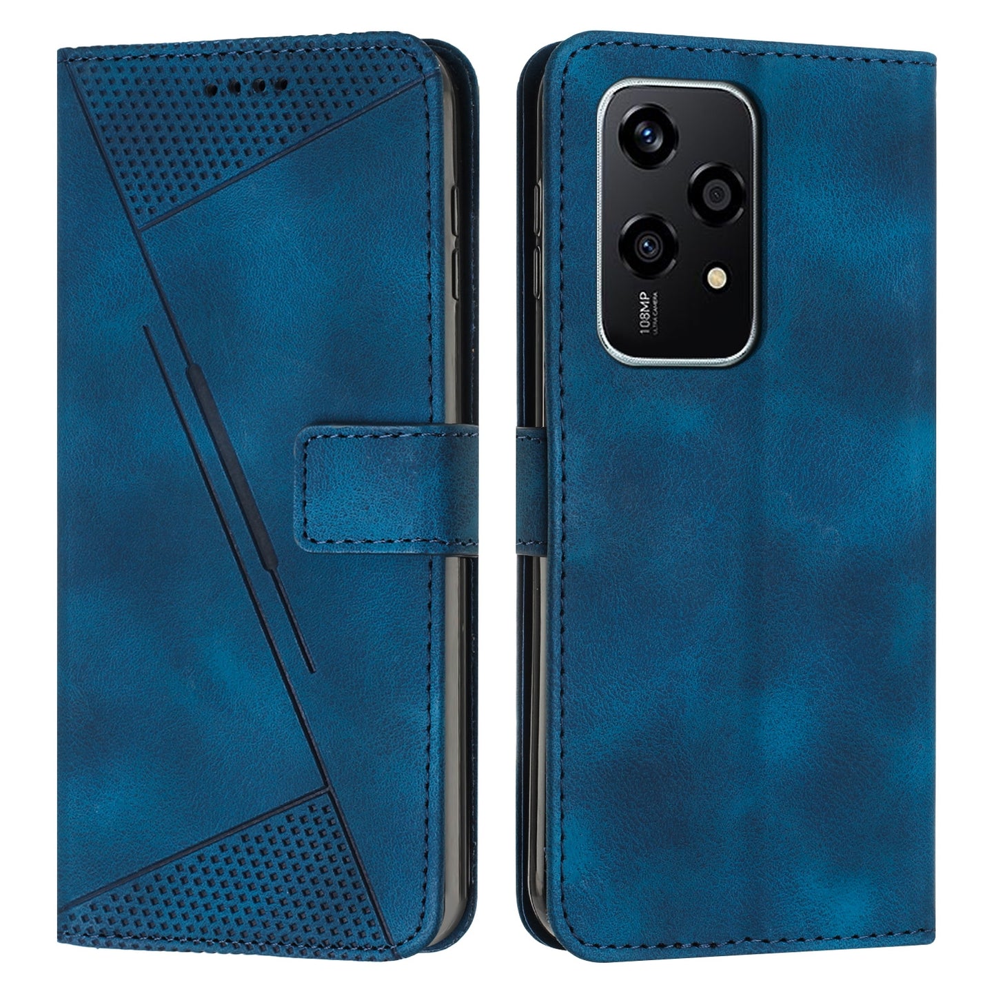Honor 200 Lite Dream Triangle Leather Wallet Phone Case with Lanyard, Card Slot, Cash Compartment, Foldable Kickstand, Shockproof PU TPU Protective Cover