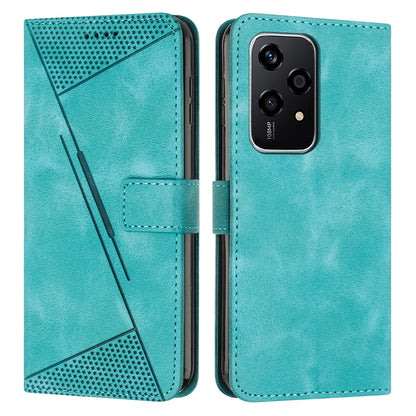 Honor 200 Lite Dream Triangle Leather Wallet Phone Case with Lanyard, Card Slot, Cash Compartment, Foldable Kickstand, Shockproof PU TPU Protective Cover