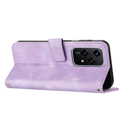 Honor 200 Lite Dream Triangle Leather Wallet Phone Case with Lanyard, Card Slot, Cash Compartment, Foldable Kickstand, Shockproof PU TPU Protective Cover