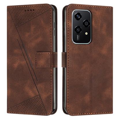 Honor 200 Lite Dream Triangle Leather Wallet Phone Case with Lanyard, Card Slot, Cash Compartment, Foldable Kickstand, Shockproof PU TPU Protective Cover