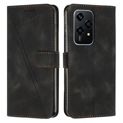 Honor 200 Lite Dream Triangle Leather Wallet Phone Case with Lanyard, Card Slot, Cash Compartment, Foldable Kickstand, Shockproof PU TPU Protective Cover