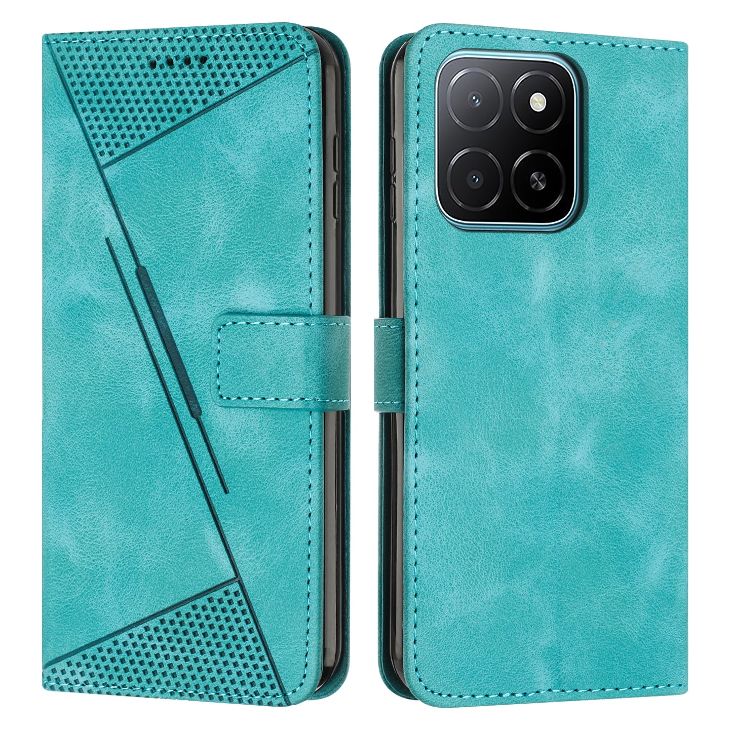 Honor X5b Plus Dream Triangle Leather Wallet Phone Case with Lanyard, Card Slot, Cash Compartment, Foldable Kickstand, Shockproof PU TPU Protective Cover