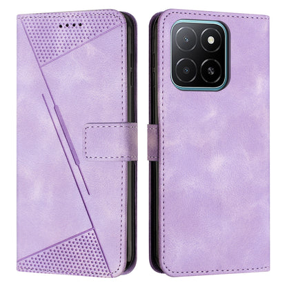 Honor X5b Dream Triangle Leather Wallet Phone Case with Lanyard, Card Slot, Cash Compartment, Foldable Kickstand, Shockproof PU TPU Protective Cover