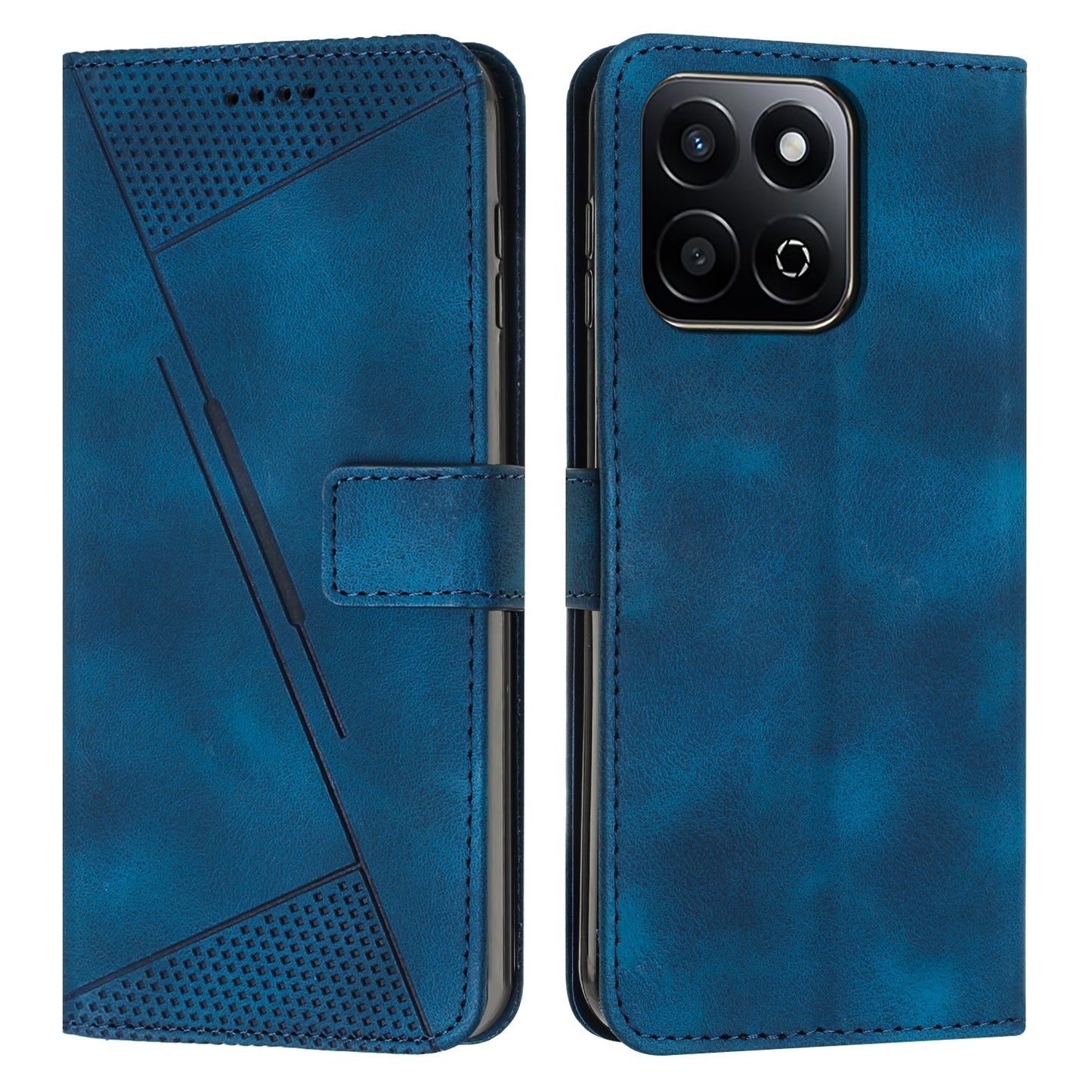 Honor X7c 4G Dream Triangle Leather Wallet Phone Case with Lanyard, Card Slot, Cash Compartment, Foldable Kickstand, Shockproof PU TPU Protective Cover
