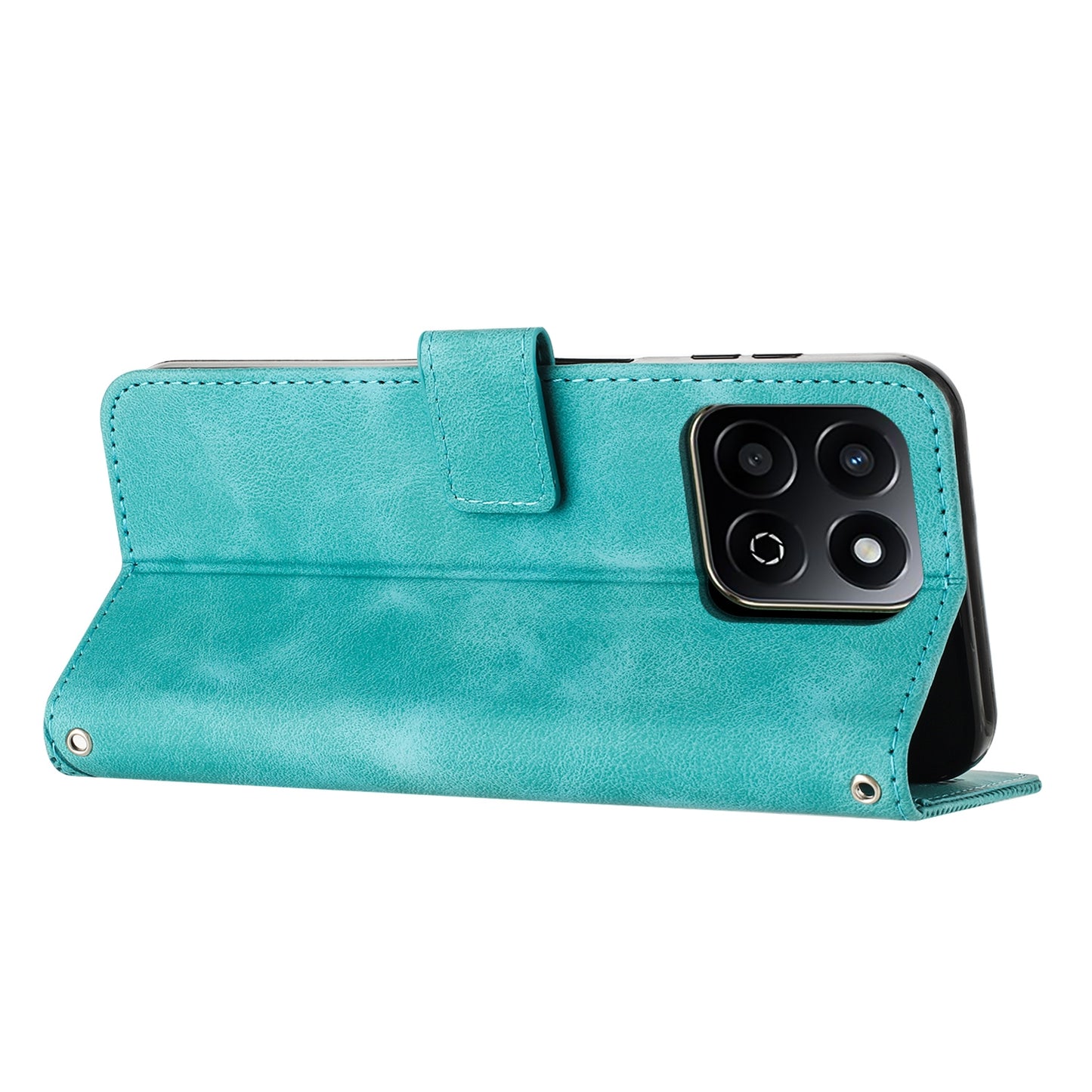 Honor X7c 4G Dream Triangle Leather Wallet Phone Case with Lanyard, Card Slot, Cash Compartment, Foldable Kickstand, Shockproof PU TPU Protective Cover
